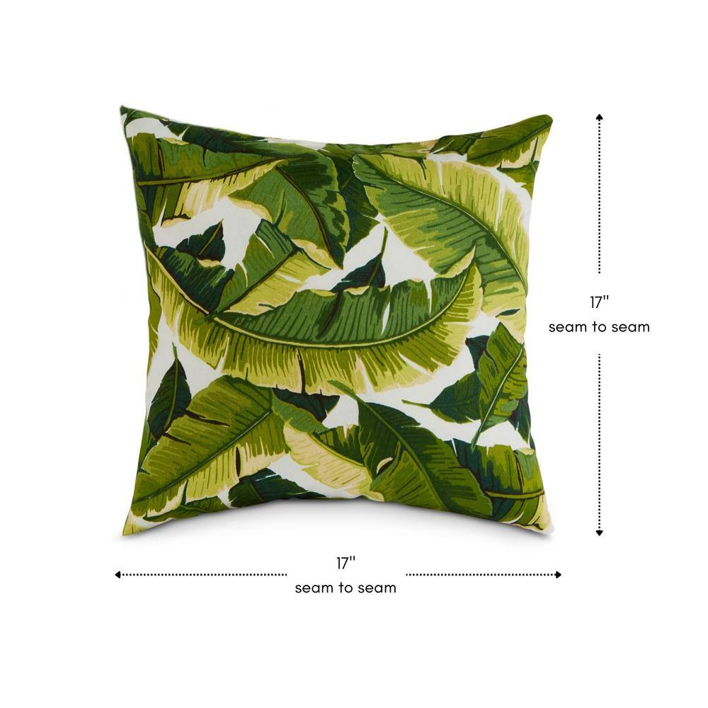 Palm Leaves White 17" Square Outdoor Throw Pillow Set