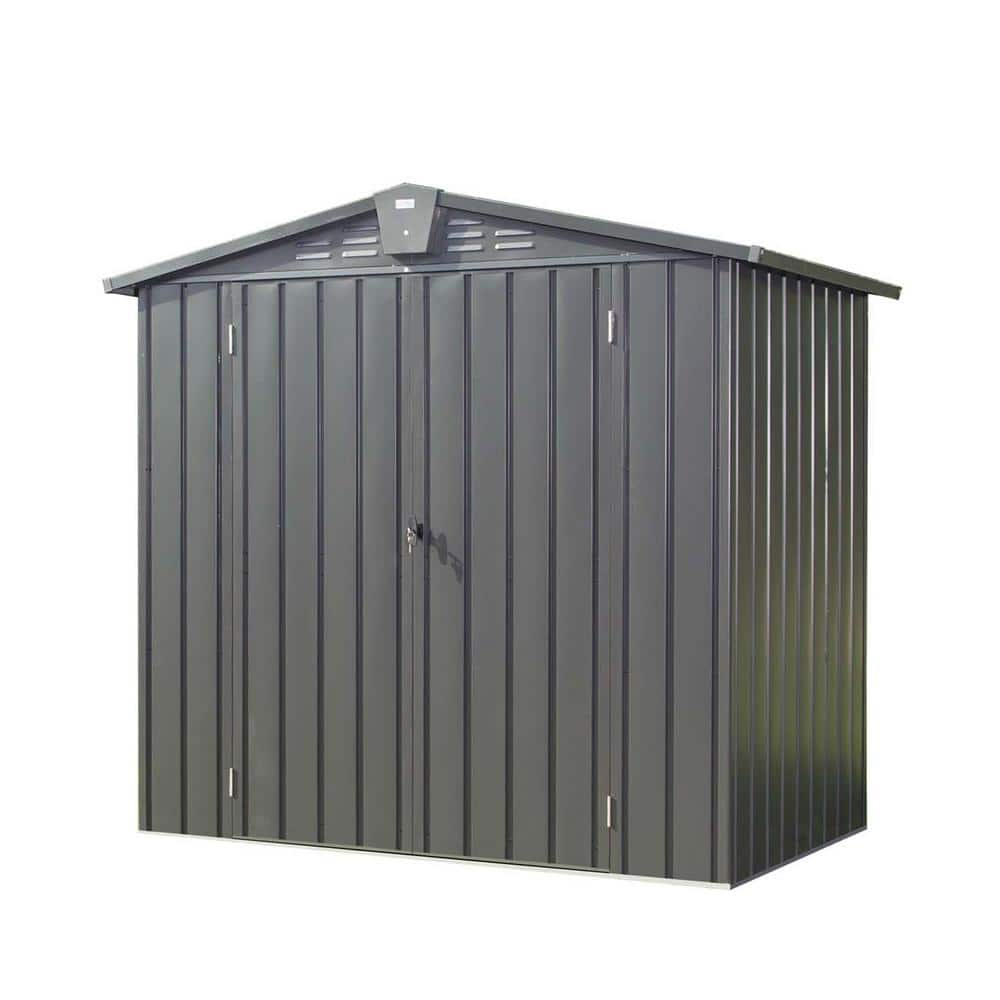 6.5 Ft. W X 4 Ft. D Outdoor Black Metal Shed With Lockable Door For 