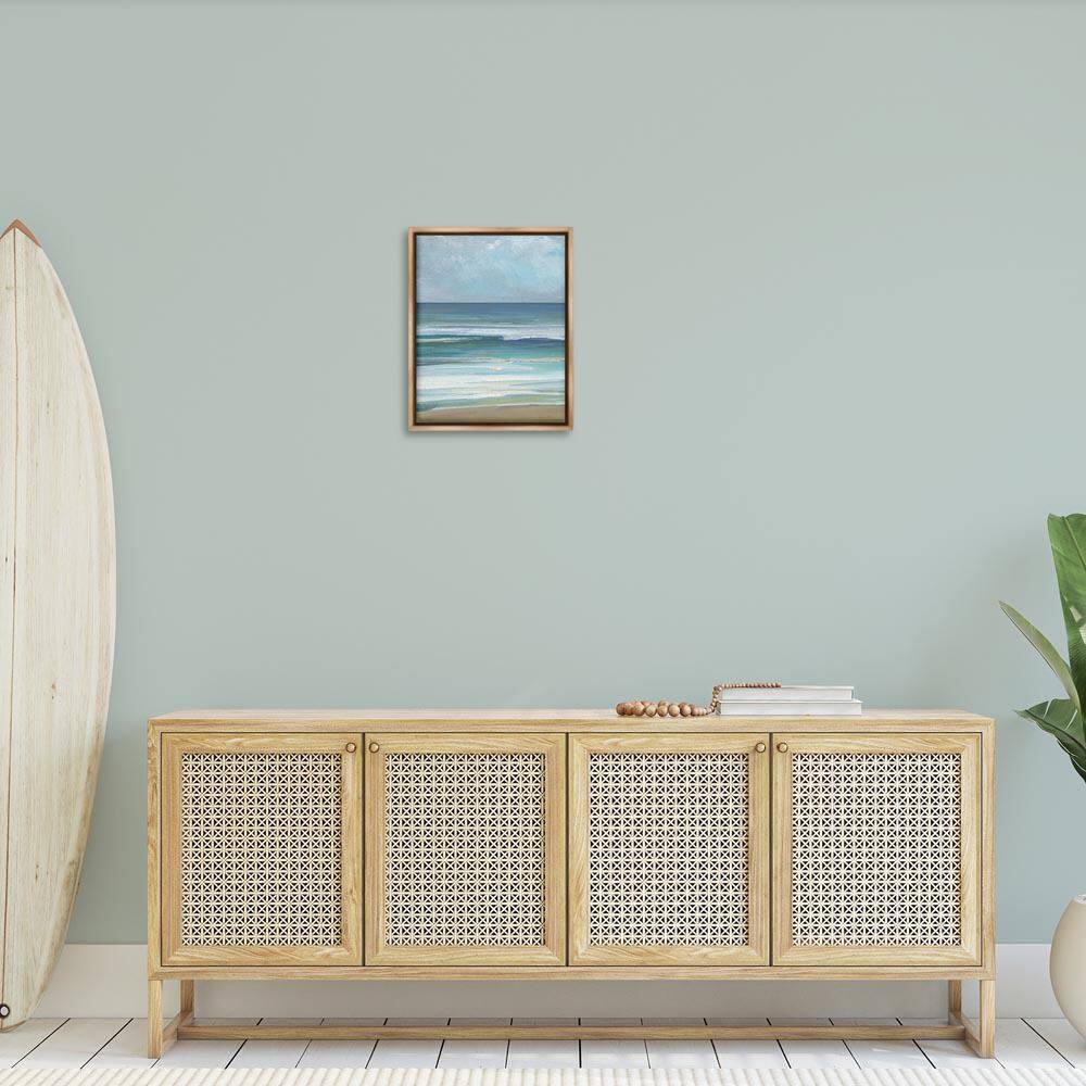 Calming Beach Wave Visage by Sally Swatland Brown Floater Frame Nature Graphic Art Print 21 in. x 17 in. price history on PriceWatchPro