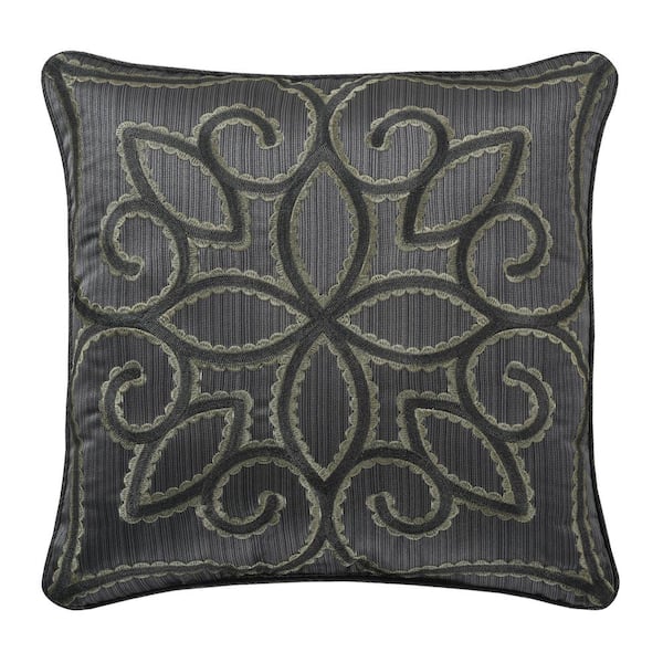 J QUEEN NEW YORK INC Darwin Charcoal Charcoal Polyester 18 x 18 in. Square Decorative Throw Pillow