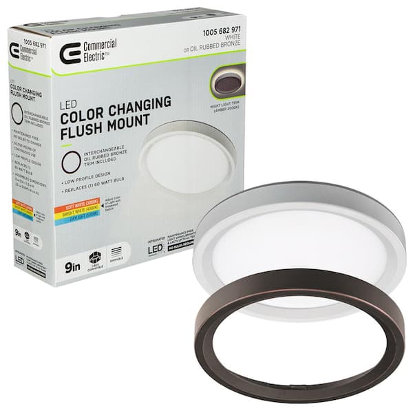 Photo 1 of Commercial Electric 9" Color Selectable LED Flush Mount w/ Night Light Feature