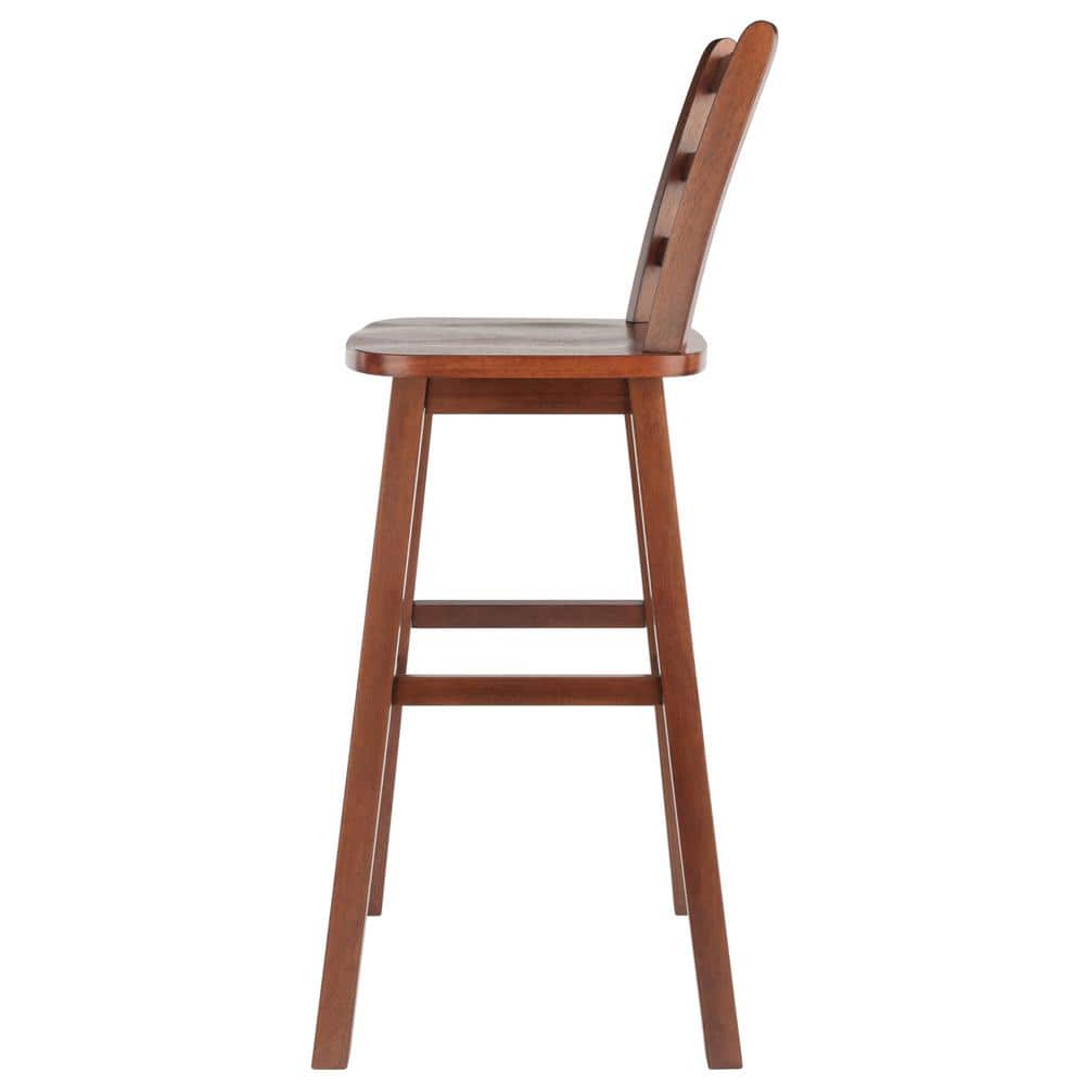 Winsome Scalera 16" Walnut Swivel Ladder Back Barstool