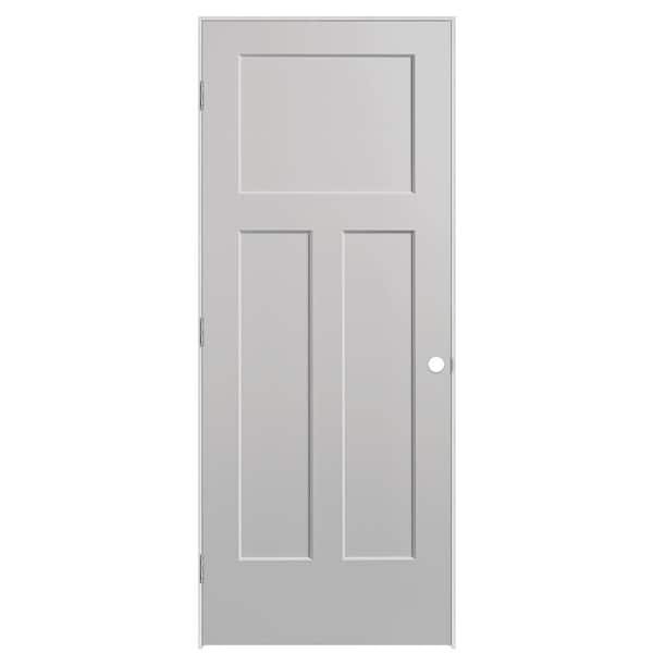 Masonite 32 in. x 80 in. 3-Panel Winslow Right-Hand Solid Core Silver Bullet Molded Composite Single Prehung Interior Door