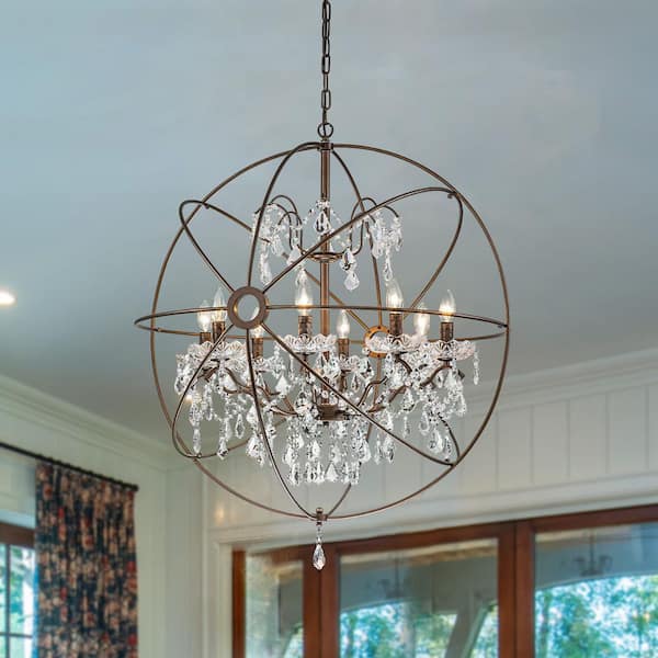 Edislive Kinsler 8-light Orb Design Bronze Chandelier With Crystal 