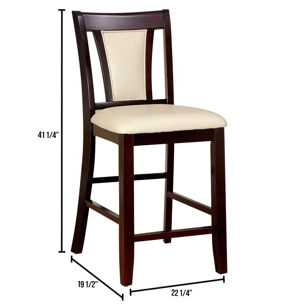 Transitional Brentwood 22'' Brown and Cream Leather Counter Stool