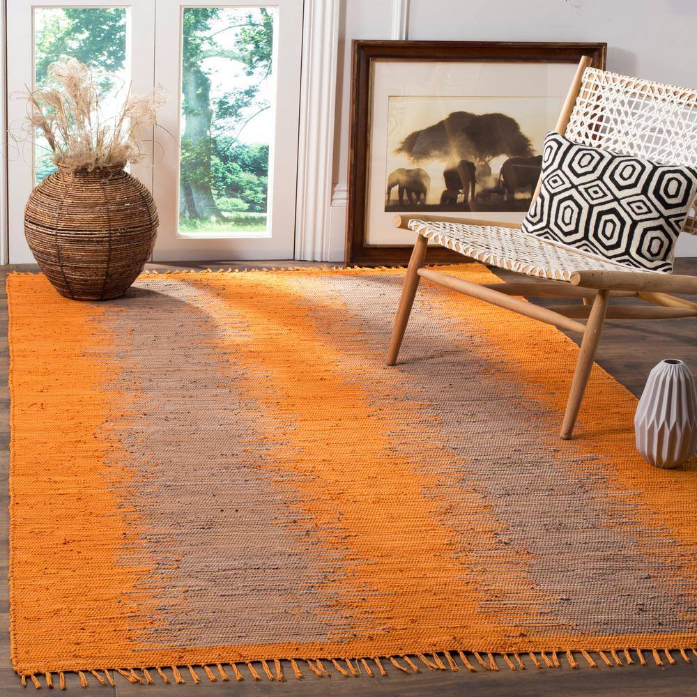 Montauk 3' x 5' Orange Wool and Cotton Flat Woven Rug