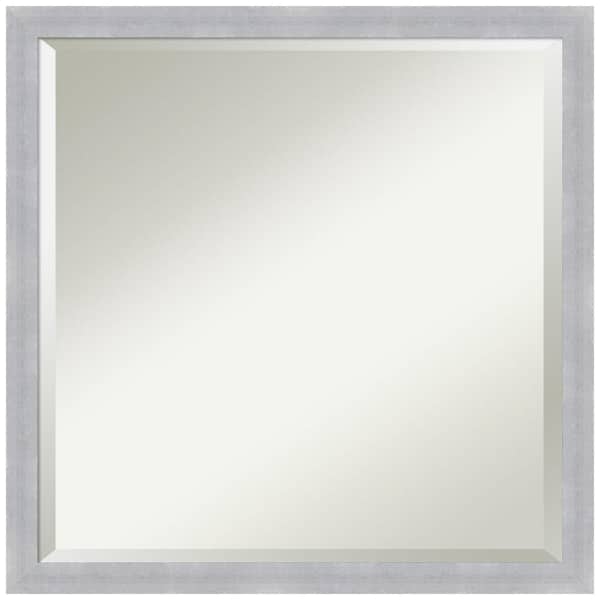 Grace 22 in. x 22 in. Modern Square Framed Brushed Nickel Narrow Bathroom Vanity Mirror