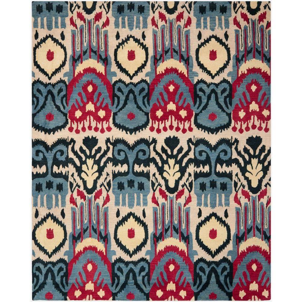 Beige 2' x 3' Safavieh Ikat Collection IKT466A Handmade Premium Wool Accent Rug Blue Beige 2' x 3' Safavieh Ikat Collection IKT466A Handmade Premium Wool Accent Rug Blue
