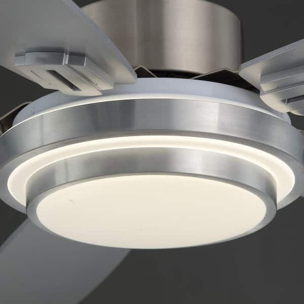 42 in. Indoor Nickel Downrod Mount Ceiling Fan with Integrated LED with Remote Control Included