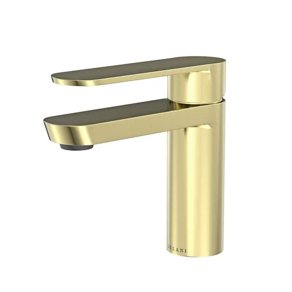 Lulani Yasawa 1-Handle Single Hole Bathroom Faucet in Champagne Gold