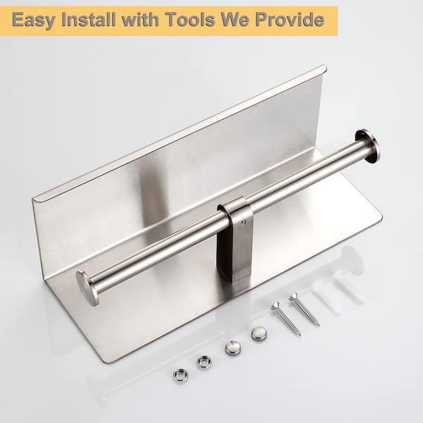 Wall Mounted Stainless Steel Toilet Paper Holder with Shelf in Brushed Nickel, Double Head Toilet Tissue Roll Holder