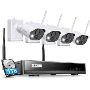 H.265+ 8-Channel 3MP 2K 1TB Security Camera System With 4 Wireless Surveillance Cameras, PIR, 2-Way Audio