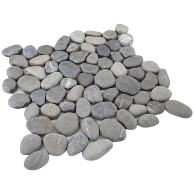 12 in. x 12 in. Light Grey Natural Pebble Floor and Wall Tile (5.0 sq. ft. / case)