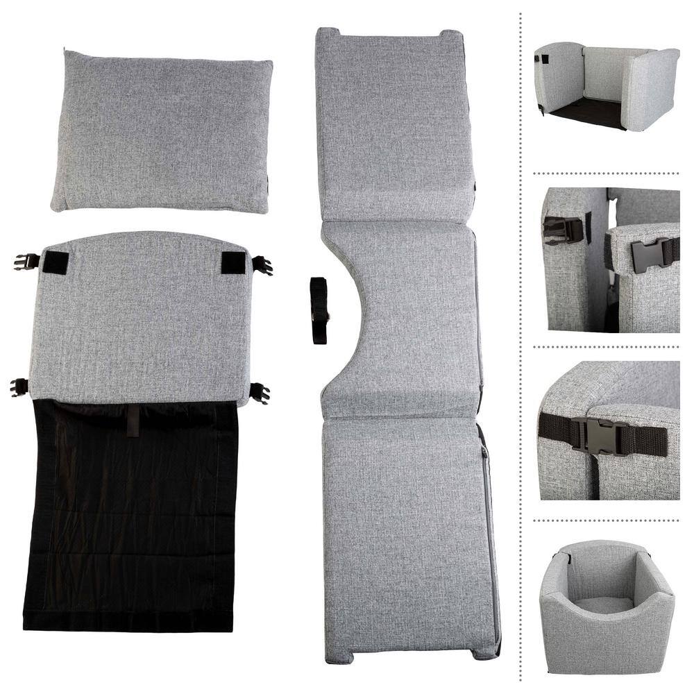 Gray Soft Sided Pet Car Seat with Safety Tether