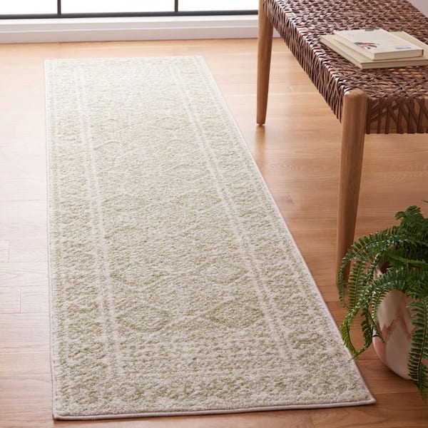 Tulum 2 ft. x 8 ft. Ivory/Sage Geometric Runner Rug