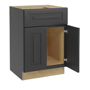 Grayson Deep Onyx Painted Plywood Shaker Assembled Sink Base Kitchen Cabinet Soft Close 24 in W x 24 in D x 34.5 in H