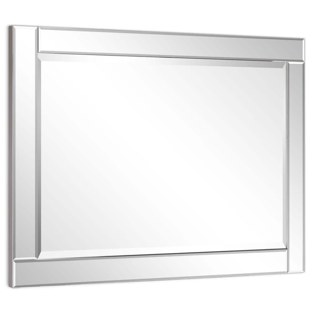 Elegant Full-Length 30x40 Silver Wood Framed Beveled Mirror