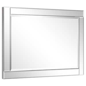 Medium Rectangle Clear Beveled Glass Contemporary Mirror (40 in. H x 30 in. W)