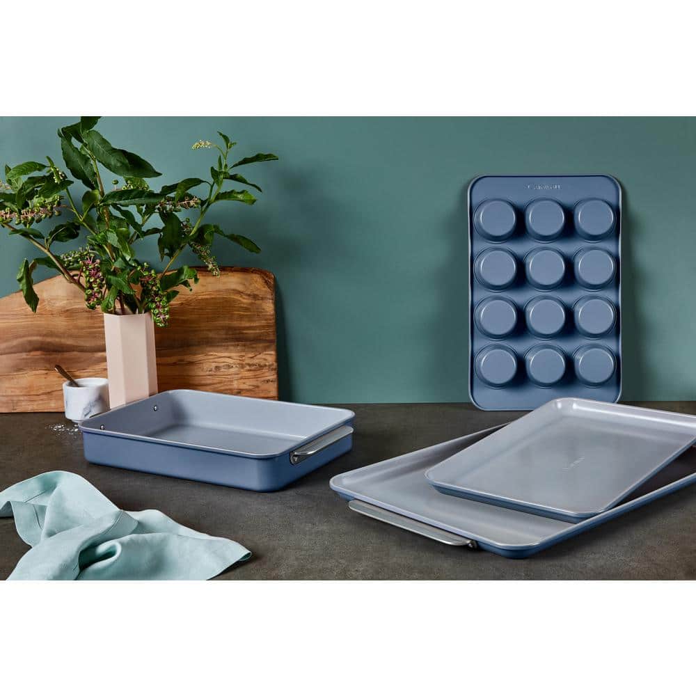 Mid-Century Modern Blue Non-Stick Steel 5-Piece Bakeware Set