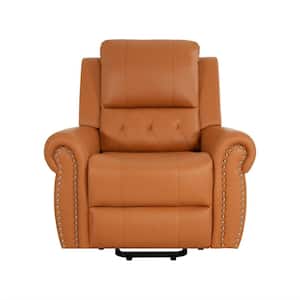 Caramel Studded Air Leather Power Lift Reclining Chair, Recliner Chair with Remote and Footrest