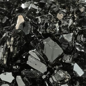 1/4 in. 10 lbs. Reflective Midnight Black Original Fire Glass for Indoor and Outdoor Fire Pits or Fireplaces