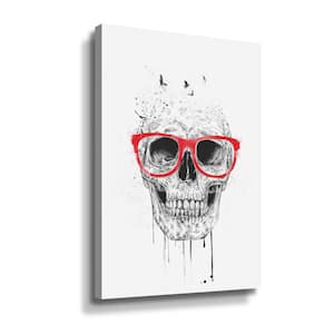 'Skull with red glasses' by Balazs Solti Canvas Wall Art