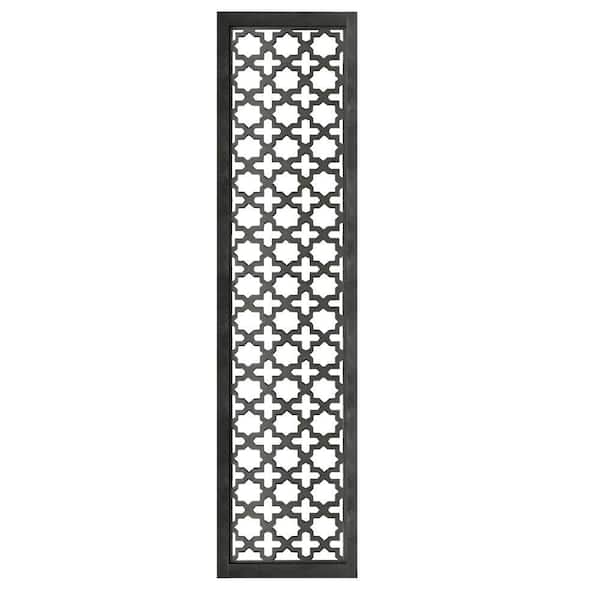 Benjara Burnt Black Rectangular Mango Panel with Cutout Lattice Pattern Wood Wall