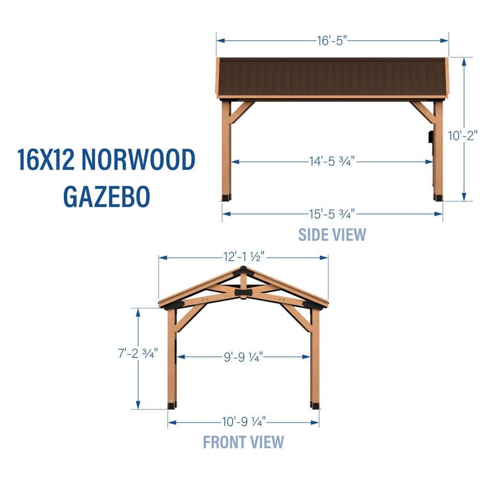 Norwood 16x12 Cedar and Steel Outdoor Gazebo