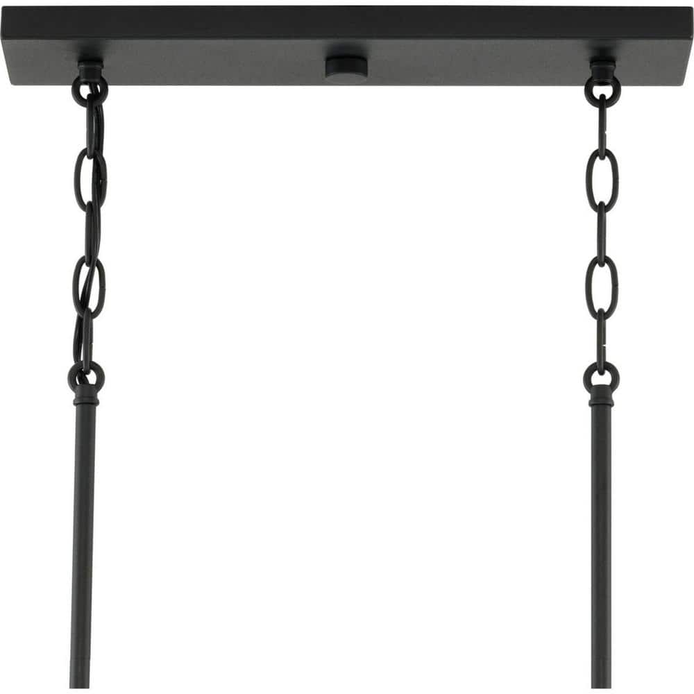 Briarwood Textured Black 38" Linear Chandelier with Rustic Farmhouse Charm