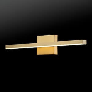 Jensen 24 in. 2-Light Matte Brass LED Integrated Vanity Light with Frosted Diffuser