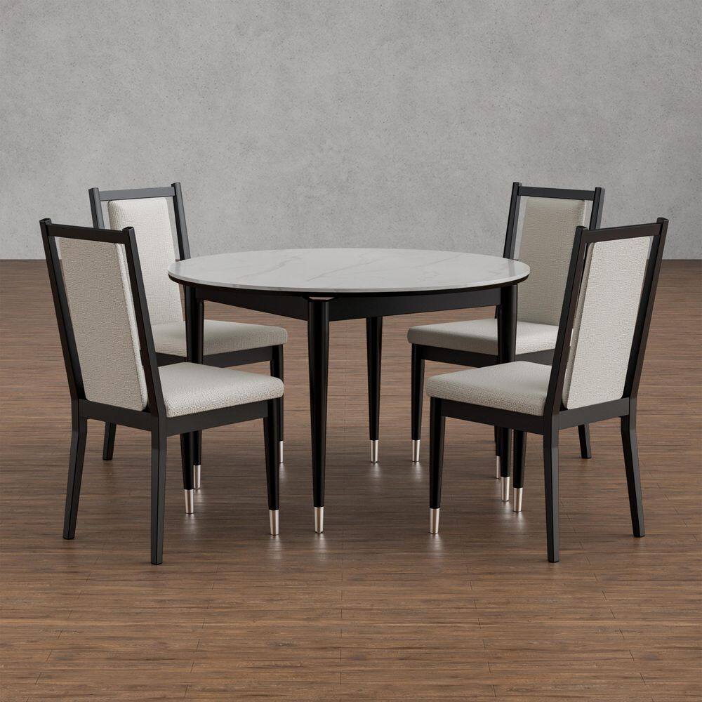 Gitkin 5-Piece Round Black/White Sintered Stone Top Dining Room Set (Seats 4) price history on PriceWatchPro