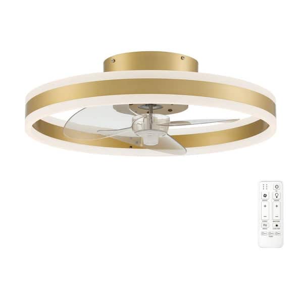 Hampton Bay Preen 20 in. Integrated LED CCT Indoor Gold Ceiling Fan