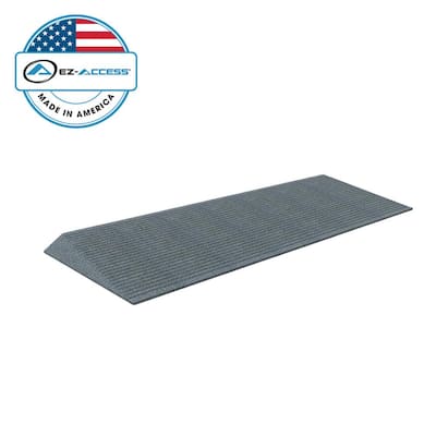 TRANSITIONS 14 in. L x 40 in. W x 1.5 in. H Angled Entry Door Threshold Mat, Grey, Rubber