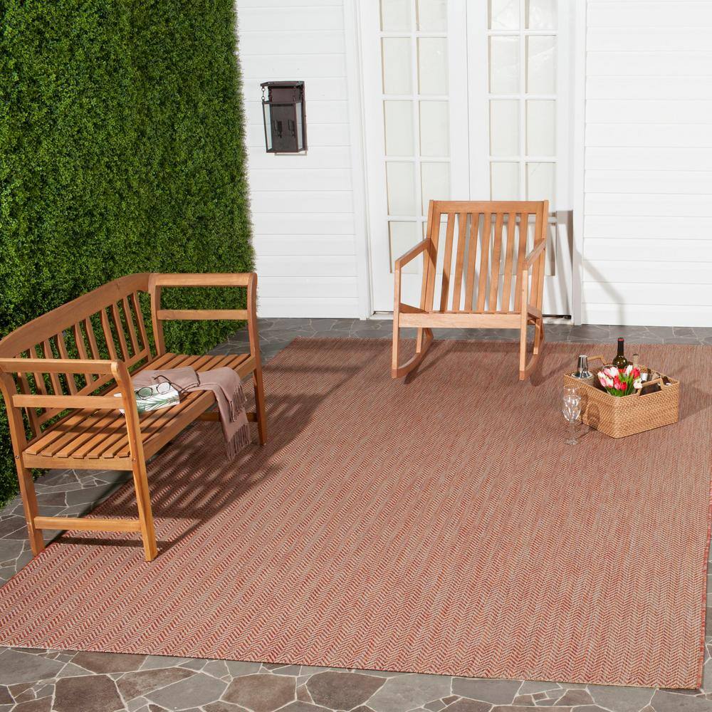 Reversible Courtyard Red & Beige Flat Woven Synthetic Area Rug - 8' x 11'
