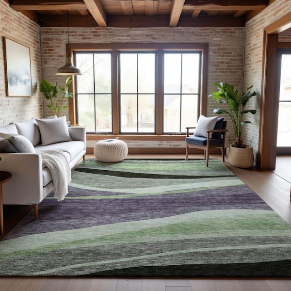 Mayfield Premium Machine Washable Abstract AMF1098 Purple 8 ft. x 10 ft. Area Rug