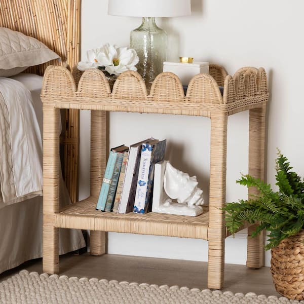 Sumana 25.6 in. Natural Rectangle Wicker Rattan End Table