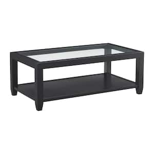 Sable 48 in. Black Rectangle Glass Top Coffee Table