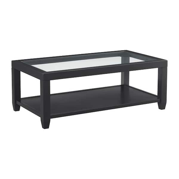 Sandberg Furniture Sable 48 in. Black Rectangle Glass Top Coffee Table
