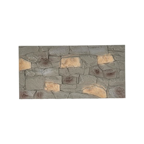 FUFU&GAGA 47.2 in. W x 23.6 in. L Light Grey Faux Stone Siding