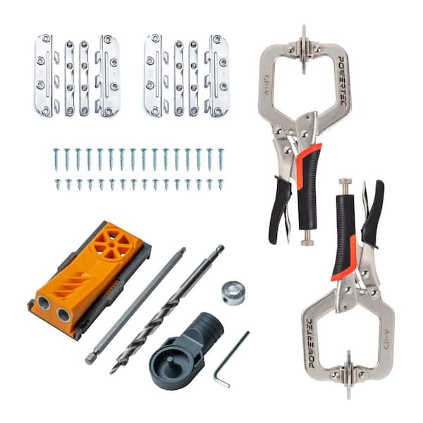 Pocket Hole Jig Kit with 2 in. Face Clamps (2PK) and No-Mortise Bed Rail Brackets