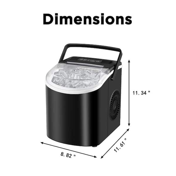 8.8 in. Ice Production Per Day 26 lbs. Bullet Portable Ice Maker in Black with Transparent Cover, 2-Sizes Ice Cubes