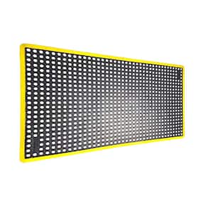 K-Series Safety Tract Black/Yellow 36 in. x 60 in. x 3/4 in. Anti-Fatigue Drainage Rubber Non-Slip Grease-Resistant Mat