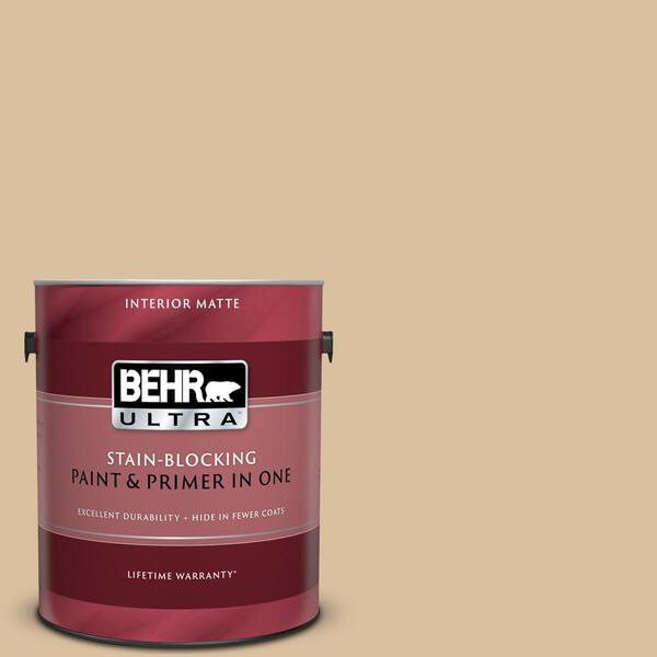 BEHR ULTRA 1 gal. #UL160-7 Pale Wheat Matte Interior Paint and Primer in One
