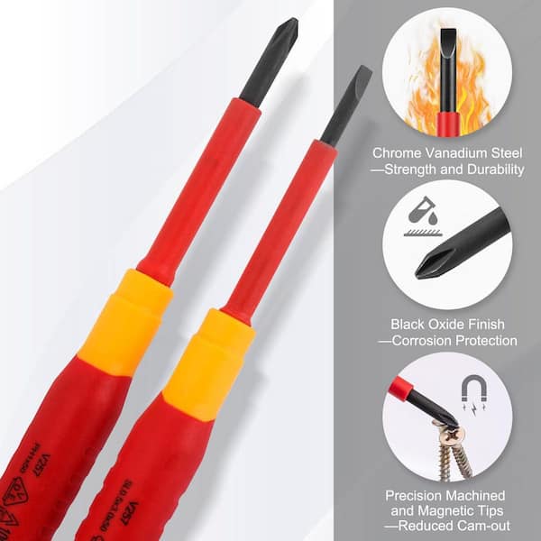 Lukyamzn 6 in. Shank 6 Bit Red Insulated Precision Screwdriver Set
