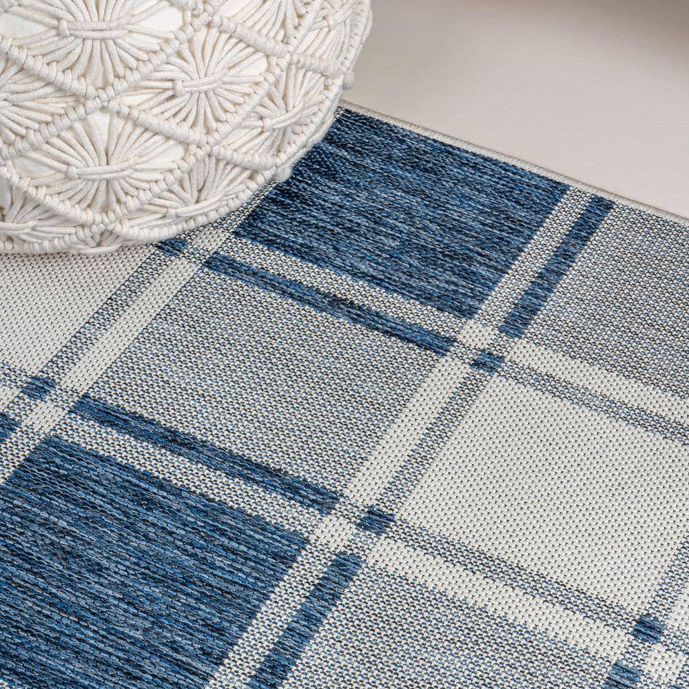 Sabine Navy and Cream Gingham Synthetic 3 x 5 Area Rug