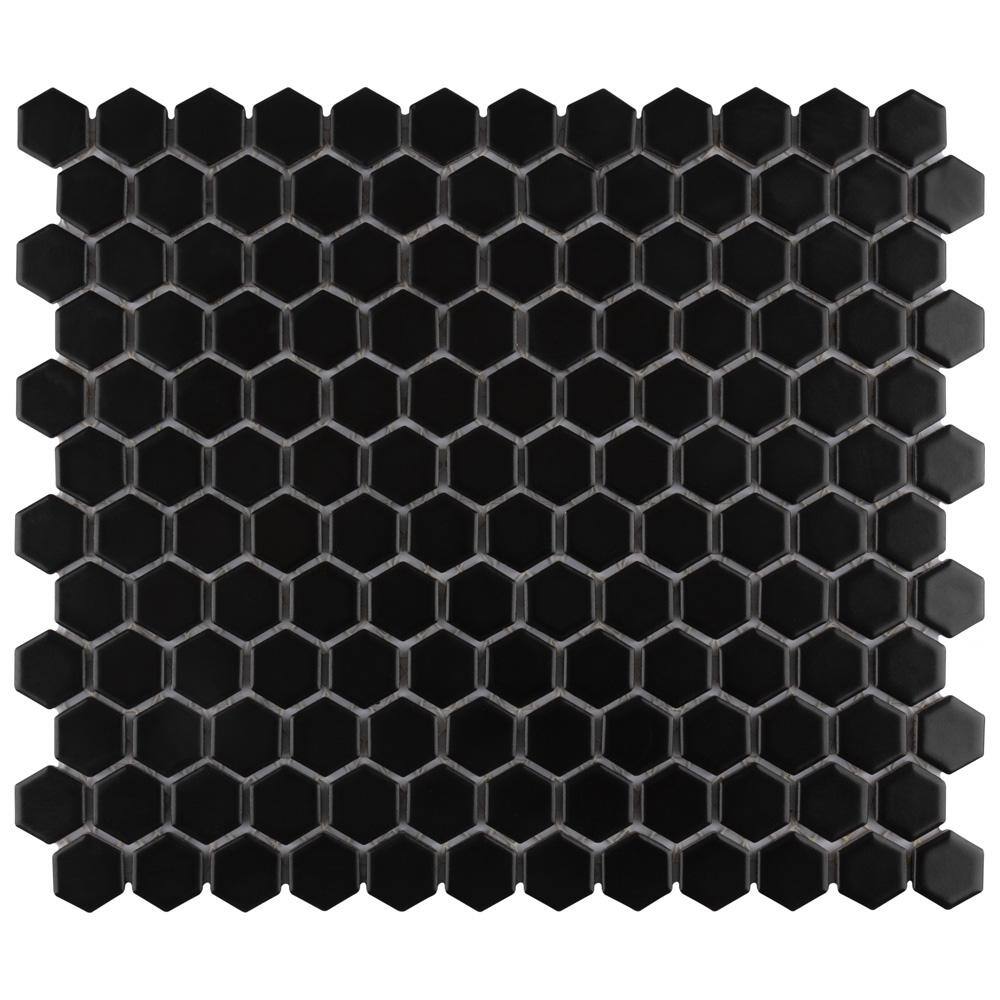 Merola Tile Metro Hex Matte Black 10 1, 1 Inch Hexagon Tile Black