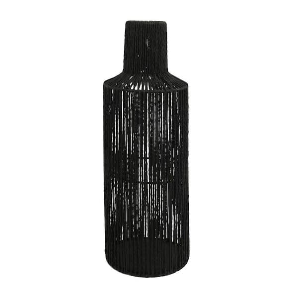 20.25 in. Black Paper Rope Decorative Vase