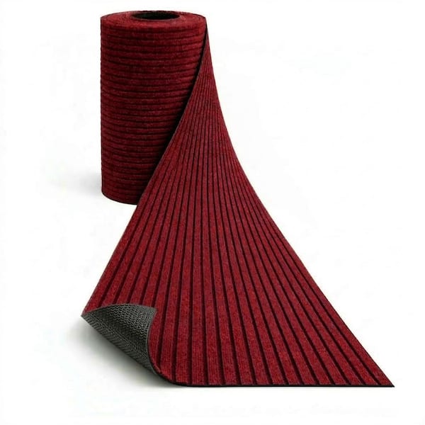 Non-Slip Hallway Runner Rug by The Foot Utility Mat For Home/Office Deep Red Wide-Ribbed, 2.6 ft. x 50 ft.