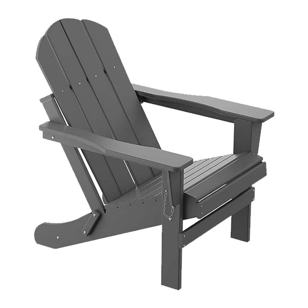 Sudzendf Gray HDPE Outdoor Patio Adirondack Chair 1-Piece 2024-6-26-5 ...