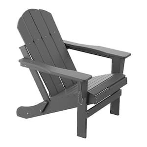 Gray HDPE Outdoor Patio Adirondack Chair 1-Piece